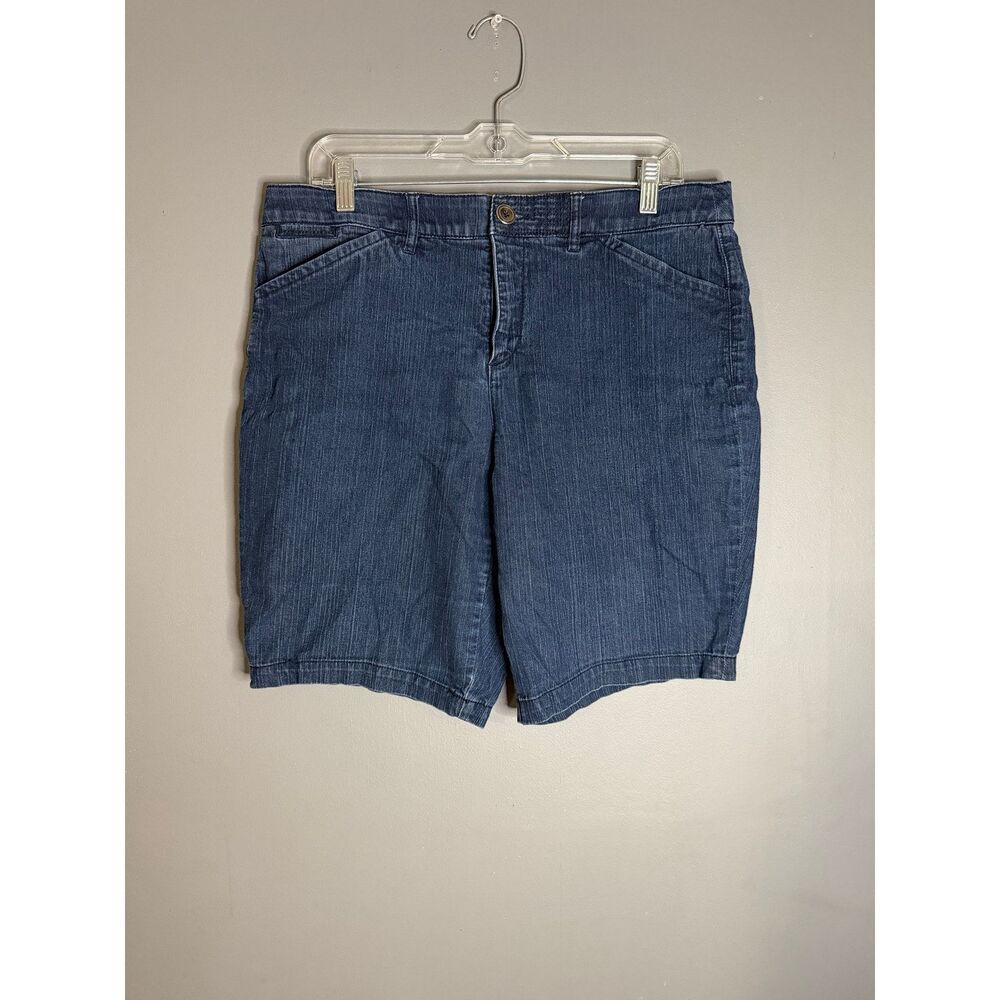 Intro Love The Fit Denim Shorts Blue Stretch Comfort Waist Bermudas Size 8